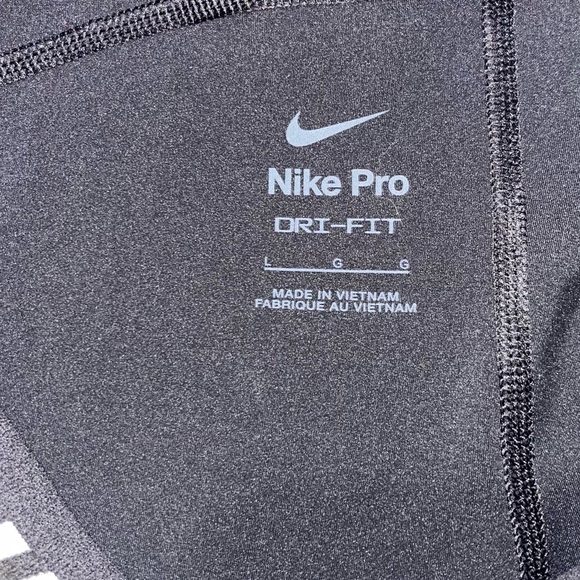 Nike Pro Shorts Women's Size Large Black White Wide Waistband Compression - Picture 10 of 10